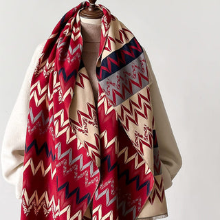 Modern Minimalist Concentric Border Style Luxury Winter Shawl