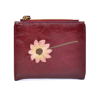 En Yibei Women's Retro Floral Short PU Leather Wallet