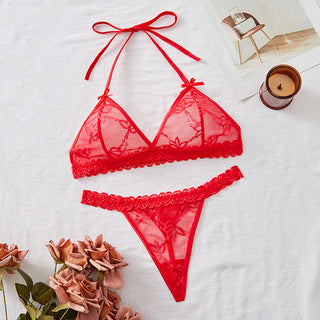 Backless Lace Lingerie Set Sheer Perspective Intimate Nightwear
