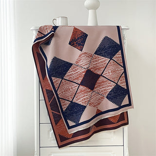 Soft Cotton-Blend Double-Sided Printed Geometric Design Winter Shawl
