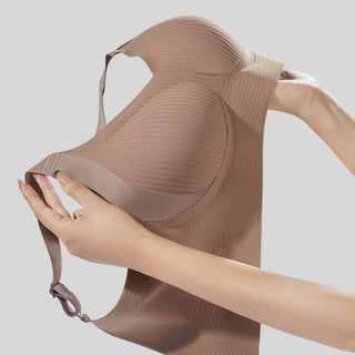 Breathable Seamless Full Cup Supportive Bra Large Size Champagne