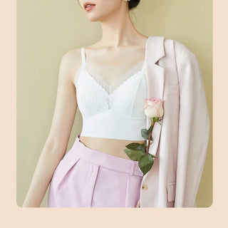 French Style Lace Integrated Suspender Padding Bra