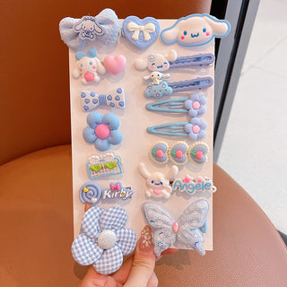Cartoon Character Hair Accessory Set Girls Clips Ties Kuromi My Melody Cinnamoroll