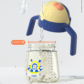 Noair Planet Learning Sliding Cover Straw Anti Water Drop Drinking Bottle for Kids