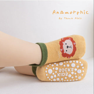 Anti-Slippery Cute Cartoon Printed Heel Style Soft Kids Socks
