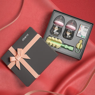 Oberni Brand Exclusive Glass Bottle and Bottle Cleaner Gift Box Set for Baby