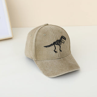 Dinosaur Skeleton Flagged Washed Baseball Cap for Kids
