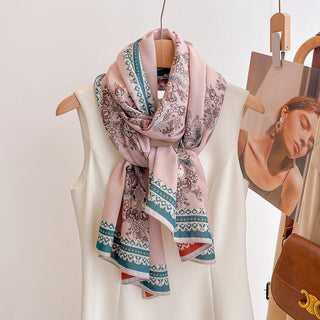 Premium Women's Retro Style Both Side Floral Printed Viscose Scarf