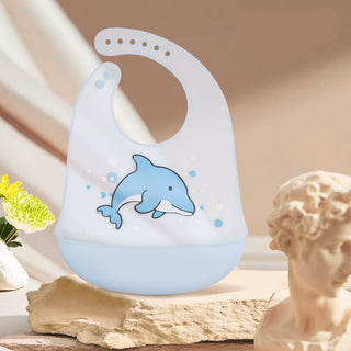 Washable Thin Children's silicone Bib with Cute Cartoon Painting