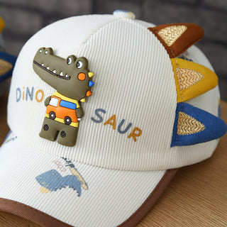 Toddler Boys' Dinosaur Corduroy Baseball Cap for Autumn
