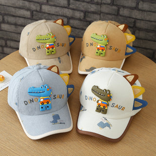Toddler Boys' Dinosaur Corduroy Baseball Cap for Autumn