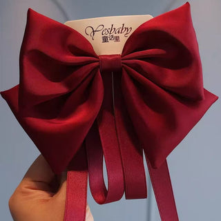 Children's Satin Bow Hair Clip Spring Clasp Princess Style