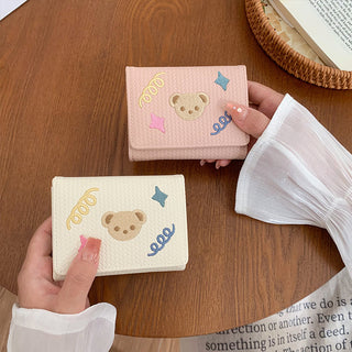 Cute Bear Flagged Student's and Women's Trifold Wallet