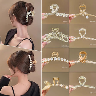 Retro Floral Claw Hair Clip with Tassels Vintage Style