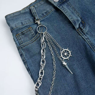 Gothic Spider Web Multi-Layer Metal Waist Chain Belt for Jeans