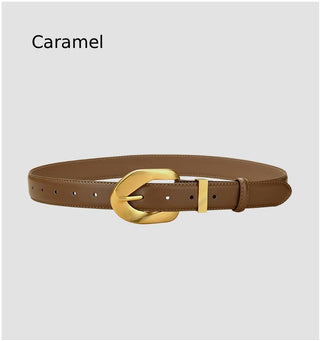 Women's Regular Use  Genuine Leather Belt with Elegant Golden Buckle