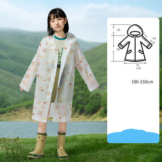 Children's All-Print EVA Raincoat Reusable Stormproof Travel Poncho Yellow Orange