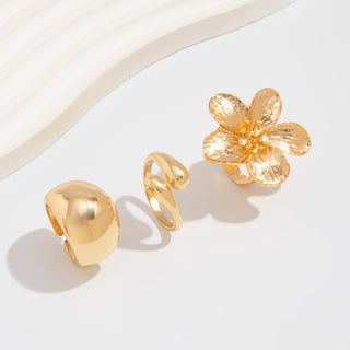 Baroque Pearl Flower Liquid Lava Opening Ring Set Version