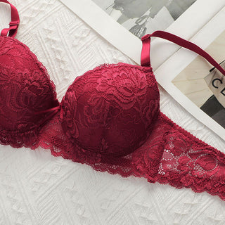 Elegant Lace Underwire Push Up Bra and Panty Set