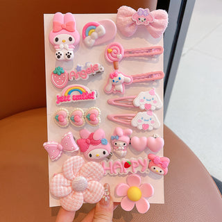 Cartoon Character Hair Accessory Set Girls Clips Ties Kuromi My Melody Cinnamoroll