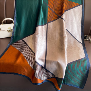 Elegant Geometry Pattern Colorful Women's Satin Silk Scarf