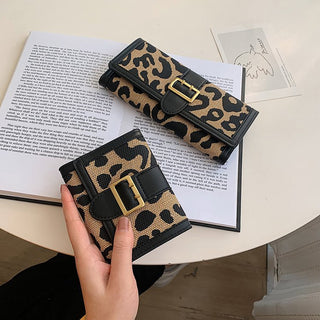 Leopard Print Tri Fold Handy Wallet for Women