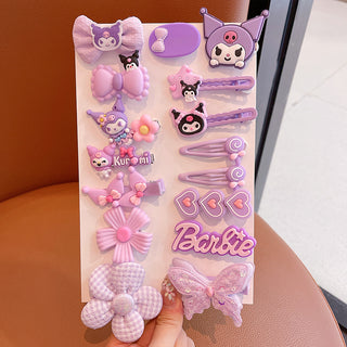 Cartoon Character Hair Accessory Set Girls Clips Ties Kuromi My Melody Cinnamoroll