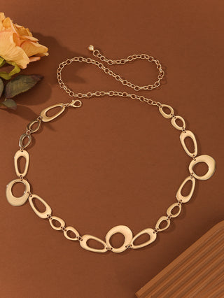 Women's Exclusive Golden Abstract Link Chain Belt
