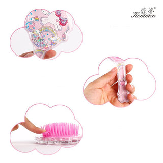 Adorable Unicorn Glitter Hair Massage Brush for Girls
