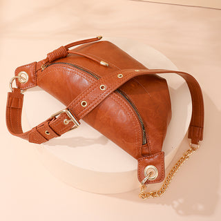 Retro PU Leather Chain Chest Bag Crossbody Waist Pack Style