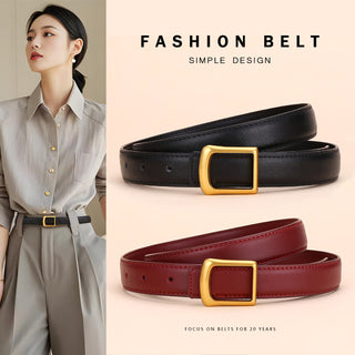 Women's Genuine Leather Alloy Pin Buckle Belt