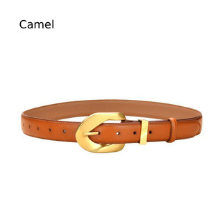 Women's Regular Use  Genuine Leather Belt with Elegant Golden Buckle