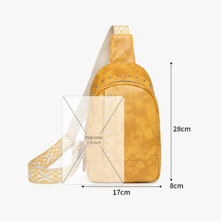 Premium Soft PU Leather Rivet Chest Bag Crossbody Pack