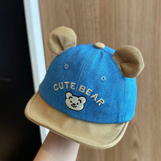 Cute Baby Bear Denim Baseball Cap for Spring and Autumn