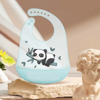 Washable Thin Children's silicone Bib with Cute Cartoon Painting