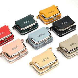 Women's Double Compartment Compact Clutch Style Coin Purse Wallet