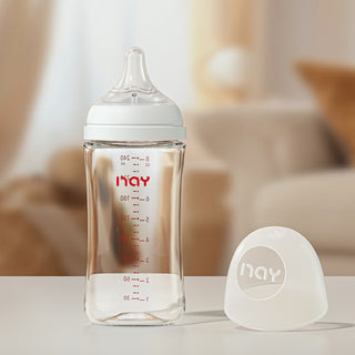 Noair Anti Choking Glass Feeding Bottle for Baby