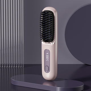 Cordless Portable Ceramic Negative Ion Hair Straightening Styling Brush Onyx