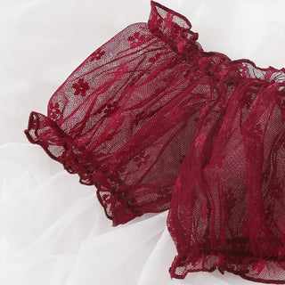 Lace Off-Shoulder Sheer Lingerie Set with Tube Top Midnight Noir