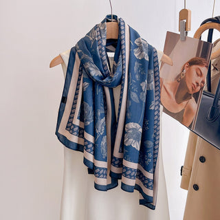 Women's Luxury Trendy Double-sided Floral Printed Viscose Scarf