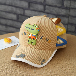 Toddler Boys' Dinosaur Corduroy Baseball Cap for Autumn
