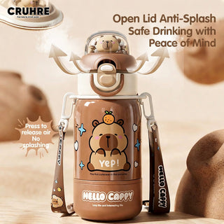 Mai Du 400ml Kids Thermos Cup Stainless Steel Straw Coffee