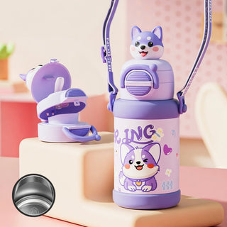 Mr. Hat Kids Stainless Steel Straw Cup 500ml Insulated Bottle Rabbit
