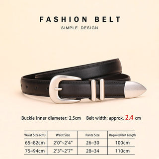 Women's Genuine Leather Geometric Pin Buckle Belt