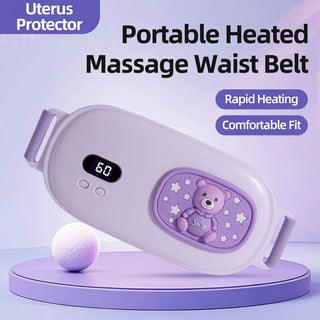 Portable Menstrual Heating Pad with Vibration Massage Rechargeable Pink