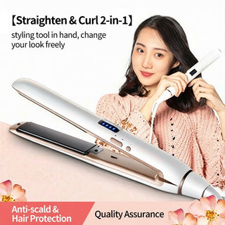 Professional Ceramic Dual-Use Hair Straightener and Curler Styling Wand Pro