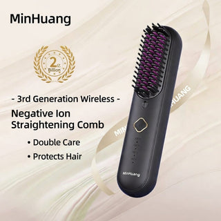 Portable Wireless Ionic Hair Straightener Brush for Smooth Frizz-Free Styling