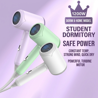 Compact 1200W Foldable Ionic Hair Dryer for Dormitory and Travel Pro