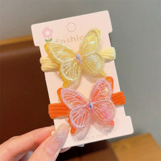 Korean Style 2Pair Set Cute Hair Ornament Super Fairy Butterfly Design Elastic Hairband