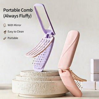 Portable Folding Travel Hairbrush with Integrated Mirror and Self-Cleaning Series